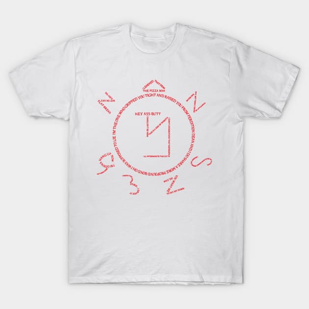 Supernatural Angel Banishing Sigil Typography - Red T-Shirt by Ryan Bangerter Art